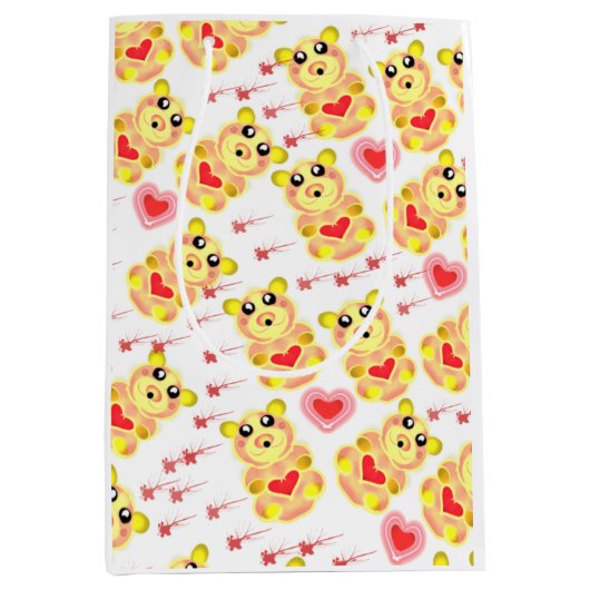 Sac Cadeau Moyen Sweet Heart Bear Nursery Pattern (Devant)