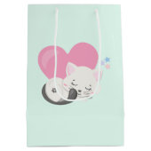 Sac Cadeau Moyen Sweet Kitty Chat Dormir avec un grand coeur en arr (Dos)