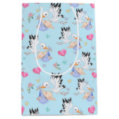 Sac Cadeau Moyen Sweet New Baby Boy and Stork (Devant)