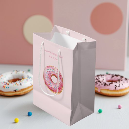 Sac Cadeau Moyen Sweet Time Pastel Pink Donut Anniversaire