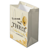 Sac Cadeau Moyen Sweet To Bee Three Third Birthday Bees Honeycomb (Devant Angle)