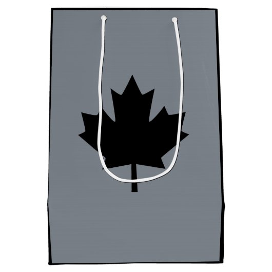 Sac Cadeau Moyen Symbole noir canadien de feuille d'érable (Dos)