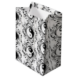 Sac Cadeau Moyen Symbole Yin & Yang style de tatouage noir et blanc