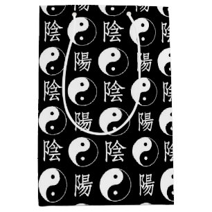 Sac Cadeau Moyen Symbole Yinyang noir Motif de texte chinois