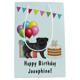 Sac Cadeau Moyen T Pug Noir Mignon Chien de Dessin Animé Coloré Joy