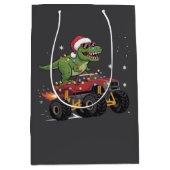 Sac Cadeau Moyen T-Rex Dinosaur Camion Monster de Noël (Devant)