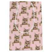 Sac Cadeau Moyen tabby cat sur blouson rose (Devant)