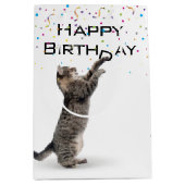 Sac Cadeau Moyen Tabby Chat d'anniversaire avec Confetti (Devant)
