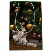 Sac Cadeau Moyen Tabby de Noël (Devant)