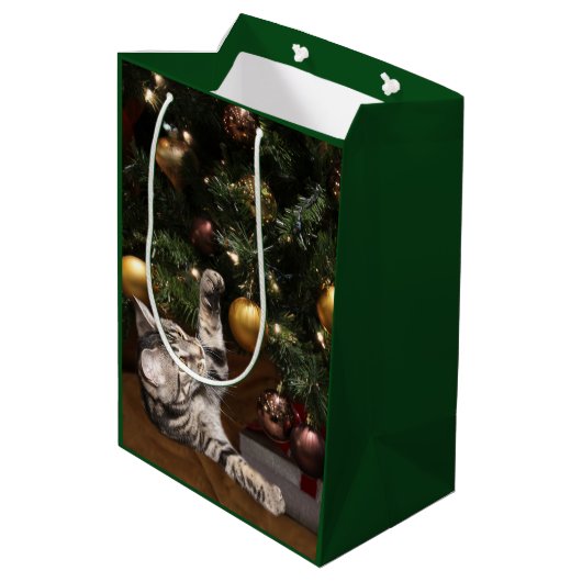 Sac Cadeau Moyen Tabby de Noël (Dos Angle)