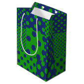 Sac Cadeau Moyen Taches à pois verts bleus Patchwork  (Dos Angle)
