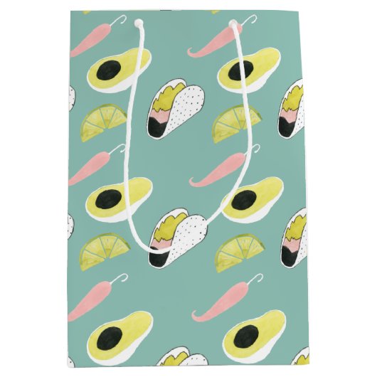 Sac Cadeau Moyen Taco à propos d'amour | Motif d'élément Taco (Devant)