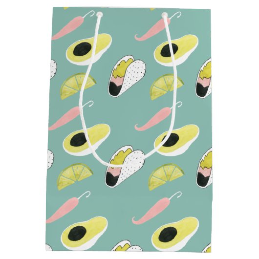 Sac Cadeau Moyen Taco à propos d'amour | Motif d'élément Taco (Dos)