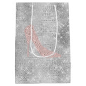 Sac Cadeau Moyen Talons argentés scintillants diamant rose douche d (Dos)