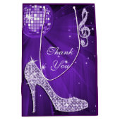 Sac Cadeau Moyen Talons étincelants Purple Disco Ball Anniversaire  (Devant)
