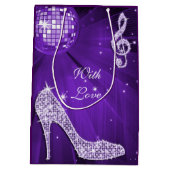 Sac Cadeau Moyen Talons étincelants Purple Disco Ball Anniversaire  (Dos)