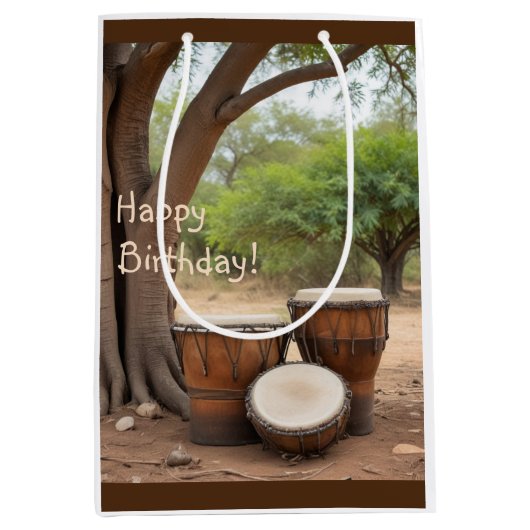 Sac Cadeau Moyen Tambours africains (Devant)