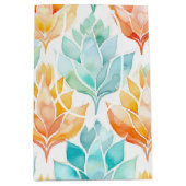 Sac Cadeau Moyen Tangérine turquoise Abstrait floral (Devant)