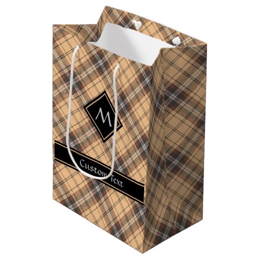 Sac Cadeau Moyen Tartan beige et Brown (Devant Angle)