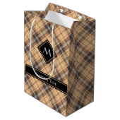 Sac Cadeau Moyen Tartan beige et Brown (Dos Angle)