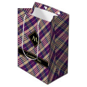 Sac Cadeau Moyen Tartan mauve, or et bleu (Devant Angle)