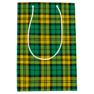 Sac Cadeau Moyen Tartan vert Jaune Plaid Design Motif