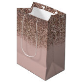 Sac Cadeau Moyen Taupe Blush Rose Bronze Or Glitter Glam (Devant Angle)