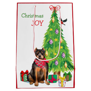 Sac Cadeau Moyen Taureau mou et arbre de Noël