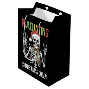 Sac Cadeau Moyen Technicien en radiologie de Noël Santa Skeleton Xr