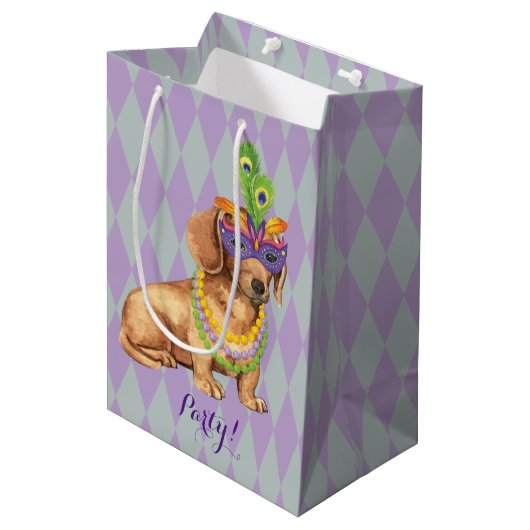 Sac Cadeau Moyen Teckel de mardi gras (Devant Angle)