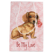 Sac Cadeau Moyen Teckel rose de Valentine (Dos)