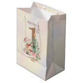 Sac Cadeau Moyen Teddy Bear 1er Noël avec arbre et cadeaux (Devant Angle)