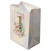 Sac Cadeau Moyen Teddy Bear 1er Noël avec arbre et cadeaux (Dos Angle)