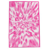 Sac Cadeau Moyen teint en cravate rose et blanc (Devant)