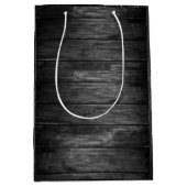 Sac Cadeau Moyen Teinte de bois noir rustique (Devant)