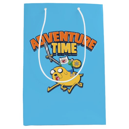 Sac Cadeau Moyen Temps d'aventure | Finn Riding Jake (Devant)