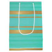 Sac Cadeau Moyen tendance et chic bleu et or accentué (Dos)