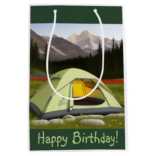 Sac Cadeau Moyen Tent Camping Anniversaire (Devant)