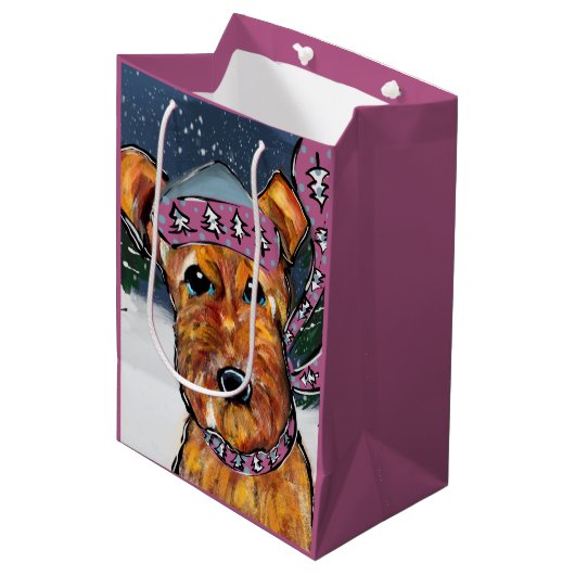 Sac Cadeau Moyen Terriers Airedale (Devant Angle)