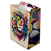 Sac Cadeau Moyen Tête de lion Abstraite (Dos Angle)