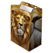 Sac Cadeau Moyen Tête de lion doré superbe (Dos Angle)