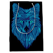 Sac Cadeau Moyen Tête de loup bleu Poly (Devant)