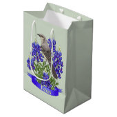 Sac Cadeau Moyen Texas State Mockingbird & Bluebonnet Flower (Devant Angle)