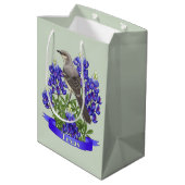 Sac Cadeau Moyen Texas State Mockingbird & Bluebonnet Flower (Dos Angle)