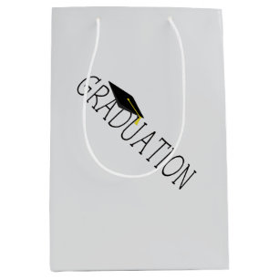 Sac Cadeau Moyen Texte de remise des diplômes gris noir avec casque