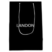 Sac Cadeau Moyen Texte éditable moderne | Noir & Blanc (Dos)