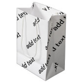 Sac Cadeau Moyen Texte extensible personnalisable Blanc et noir mod (Devant Angle)