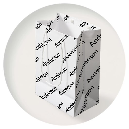 Sac Cadeau Moyen Texte extensible personnalisable Blanc et noir mod