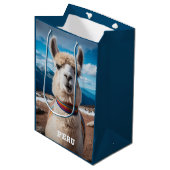 Sac Cadeau Moyen Texte personnalisé Pérou Llama (Devant Angle)