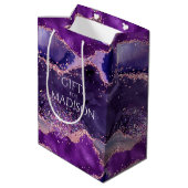 Sac Cadeau Moyen Texture de l'agate de la Glitterie violette (Dos Angle)